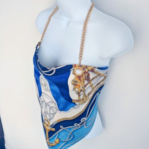 Ralph Lauren Black Label Tops - VTG Ralph Lauren Nautical Silk Halter Top